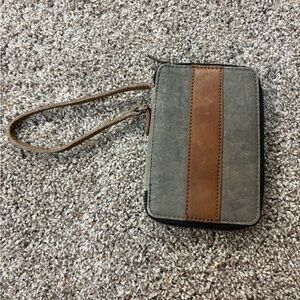 Mona B Gray and Brown Wristlet Clutch wallet